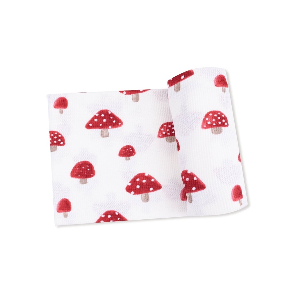 NWT Painterly Mushrooms Waffle Knit Swaddle Blanket by Angel Dear